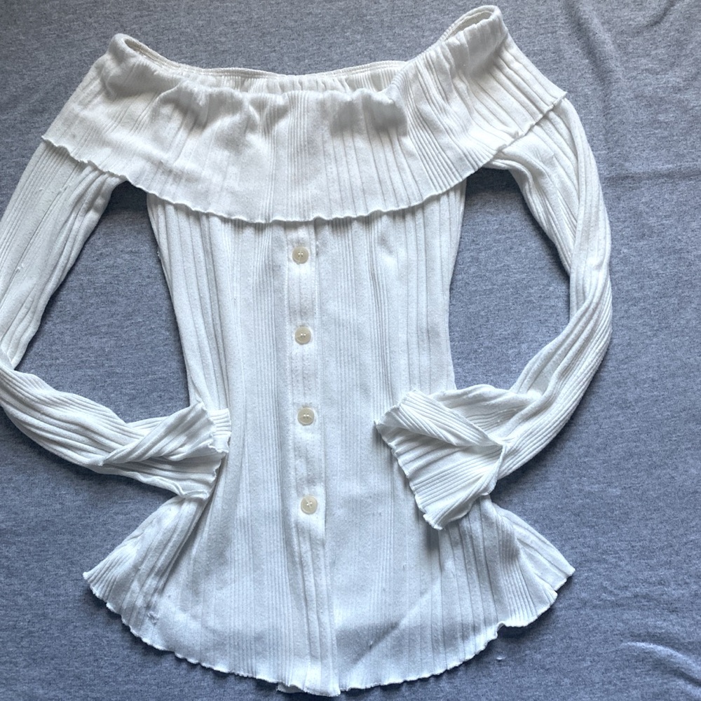 Coquette off the shoulder long sleeve sweater